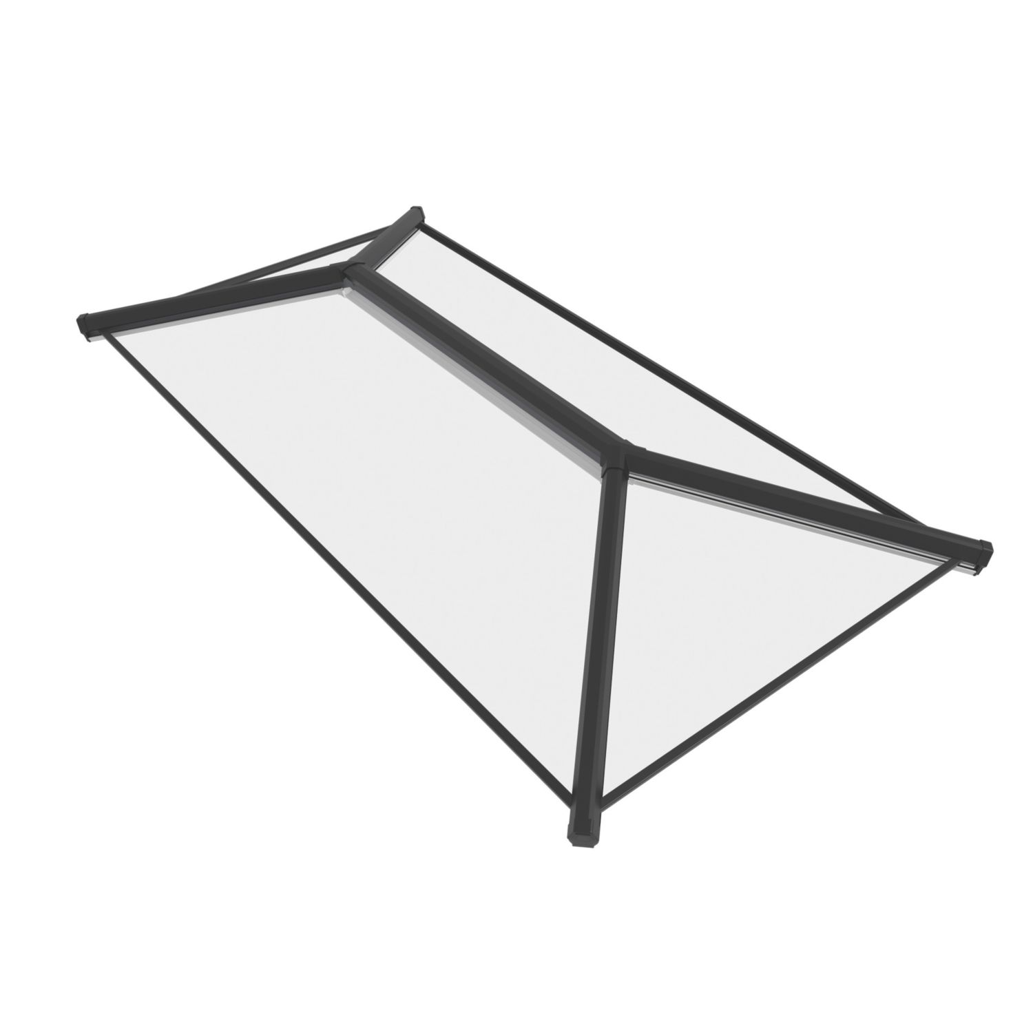 Crystal Clear Aluminium & uPVC Double-Glazed Lantern Roof Black 2000mm x 1000mm (578JM)