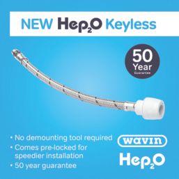 Hep2O Push-Fit Keyless Flexi Tap Connector 15mm x M12 x 300mm 2 Pack