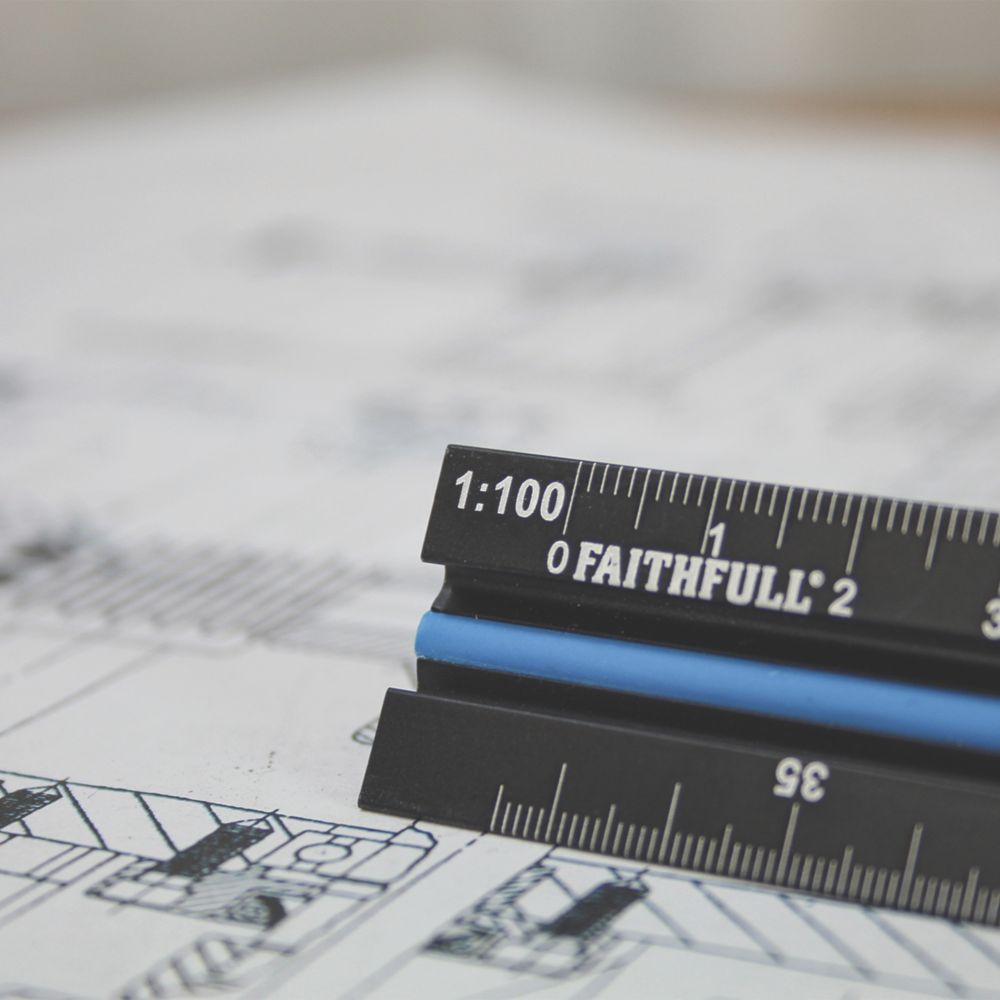 Faithfull Tri-Scale Architect Aluminium Ruler 11 3/4 (300mm) - Screwfix