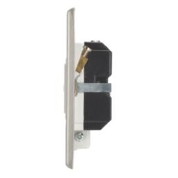 Contactum iConic 13A Unswitched Fused Spur & Flex Outlet  Brushed Steel with White Inserts