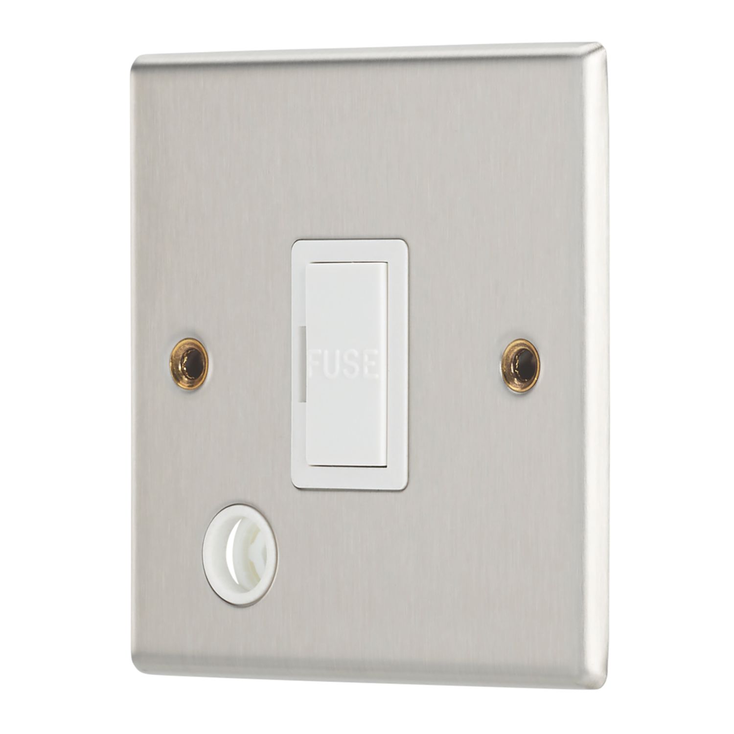 Contactum iConic 13A Unswitched Fused Spur & Flex Outlet Brushed Steel with White Inserts (578RP)