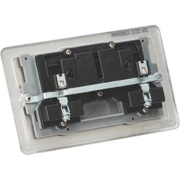 Knightsbridge  13A 2-Gang DP Switched Double Socket Brushed Chrome  with Colour-Matched Inserts