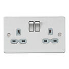 Knightsbridge FPR9000BCG 13A 2-Gang DP Switched Double Socket Brushed Chrome  with Colour-Matched Inserts
