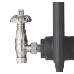 Arroll UK-18 15mm x 1/2" Brushed Nickel Angled Traditional Thermostatic Radiator Valve & Lockshield