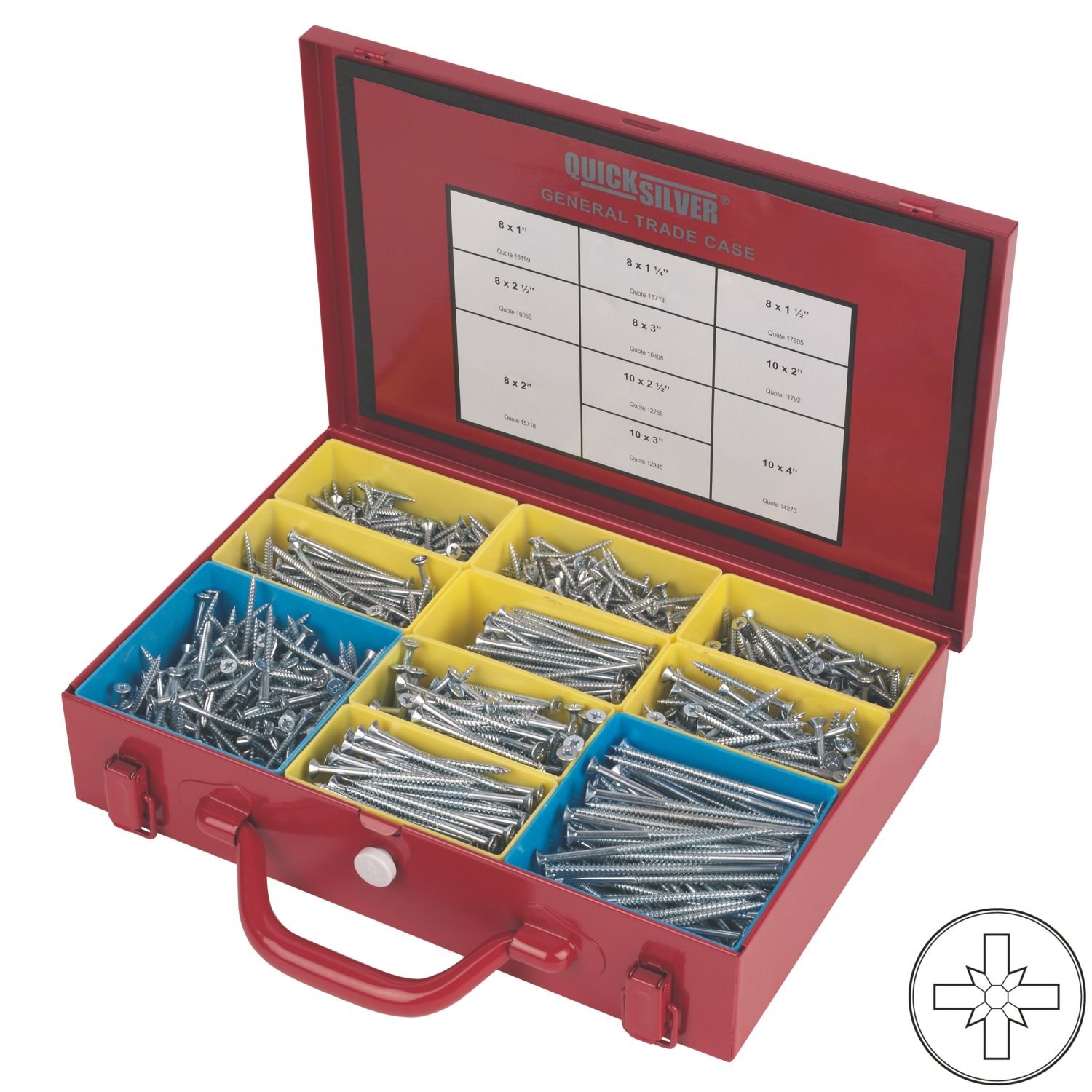 Quicksilver PZ Double-Countersunk Woodscrews General Trade Case 1400 Pcs (57973)
