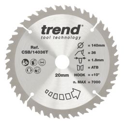 Trend CSB/14036T Wood/Chipboard/MDF Saw Blade 140mm x 20mm 36T