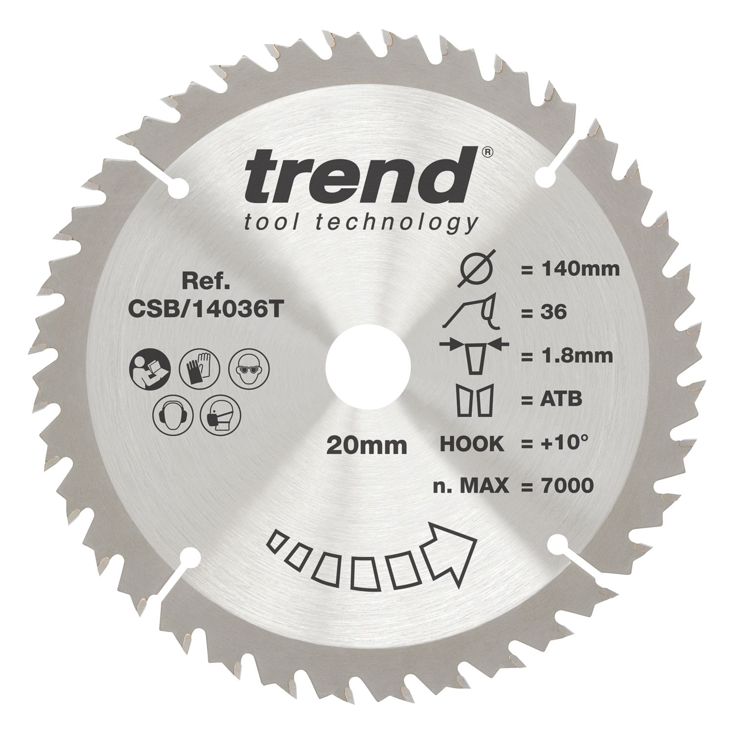 Trend CSB/14036T Wood/Chipboard/MDF Circular Saw Blade 140mm x 20mm 36T (579EC)