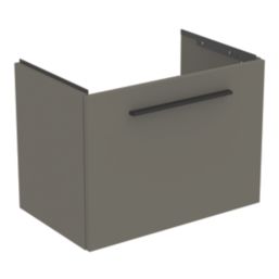 Ideal Standard i.life S Wall Hung Vanity Unit with Black Handle & Basin Matt Quartz Grey 600mm x 375mm x 475mm