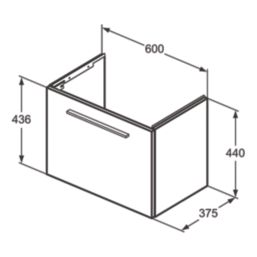 Ideal Standard i.life S Wall Hung Vanity Unit with Black Handle & Basin Matt Quartz Grey 600mm x 375mm x 475mm