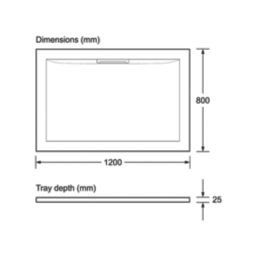 Mira Flight Level Rectangular Shower Tray White 1200mm x 800mm x 25mm