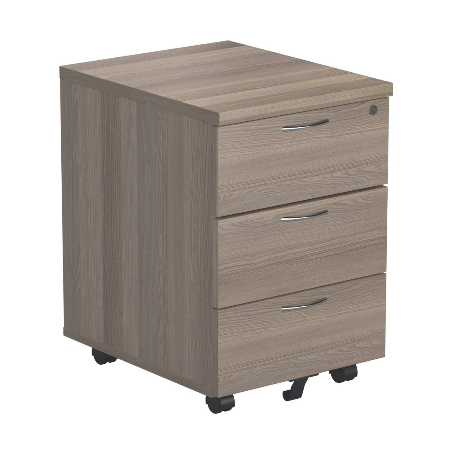TC Group 3-Drawer Mobile Desk Pedestal Grey Oak 404mm x 500mm x 640mm (579TT)