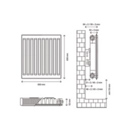Flomasta 600mm x 600mm 1946BTU White Type 11 Convector Radiator