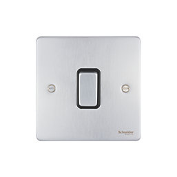 Schneider Electric Ultimate Low Profile 16AX 1-Gang Intermediate Switch Brushed Chrome with Black Inserts