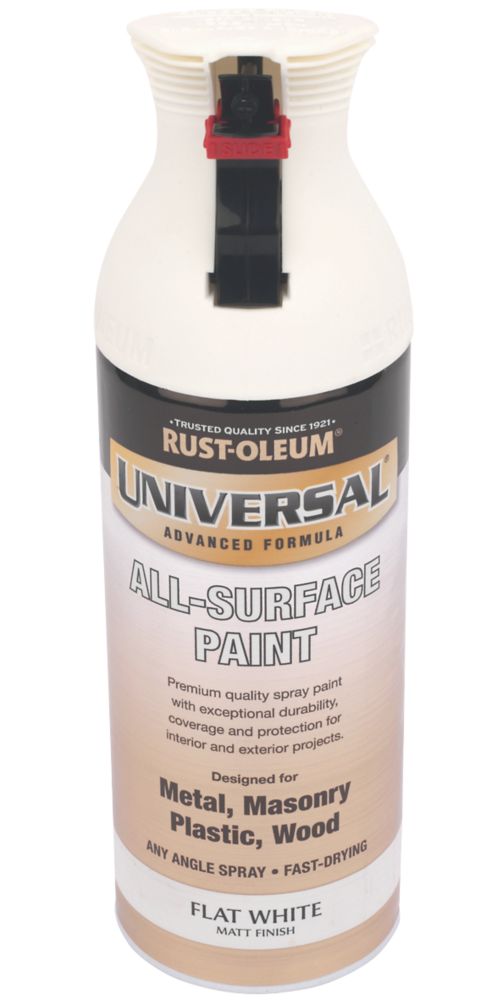 Rustoleum Universal Spray Paint Matt White 400ml Screwfix