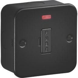 Knightsbridge  13A Unswitched Metal Clad Fused Spur with Neon Black