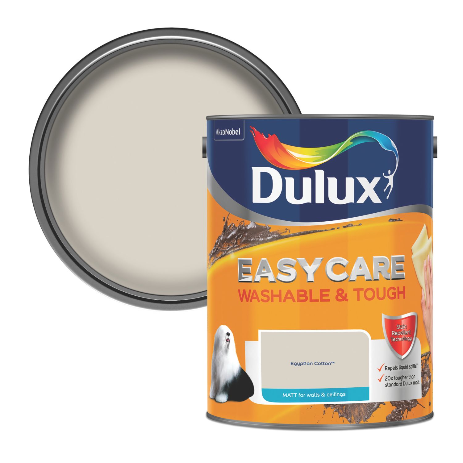 Dulux EasyCare Washable & Tough 5Ltr Egyptian Cotton Matt Emulsion Paint (580AX)