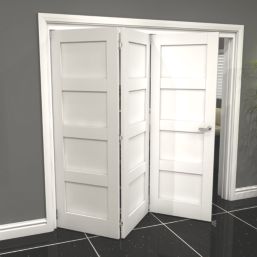 Green & Taylor 4-Panel Roomfold 3-Door Primed White Wooden Shaker Internal Bi-Fold Doors 2060mm x 2133mm