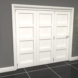 Green & Taylor 4-Panel Roomfold 3-Door Primed White Wooden Shaker Internal Bi-Fold Doors 2060mm x 2133mm