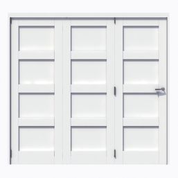 Green & Taylor 4-Panel Roomfold 3-Door Primed White Wooden Shaker Internal Bi-Fold Doors 2060mm x 2133mm