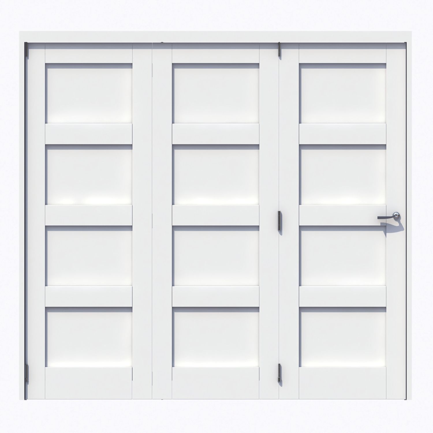 Green & Taylor 4-Panel Roomfold 3-Door Primed White Wooden Shaker Internal Bi-Fold Doors 2060mm x 2133mm (580CT)