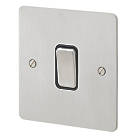 MK Edge 20AX 1-Gang 2-Way Light Switch  Brushed Stainless Steel with Black Inserts