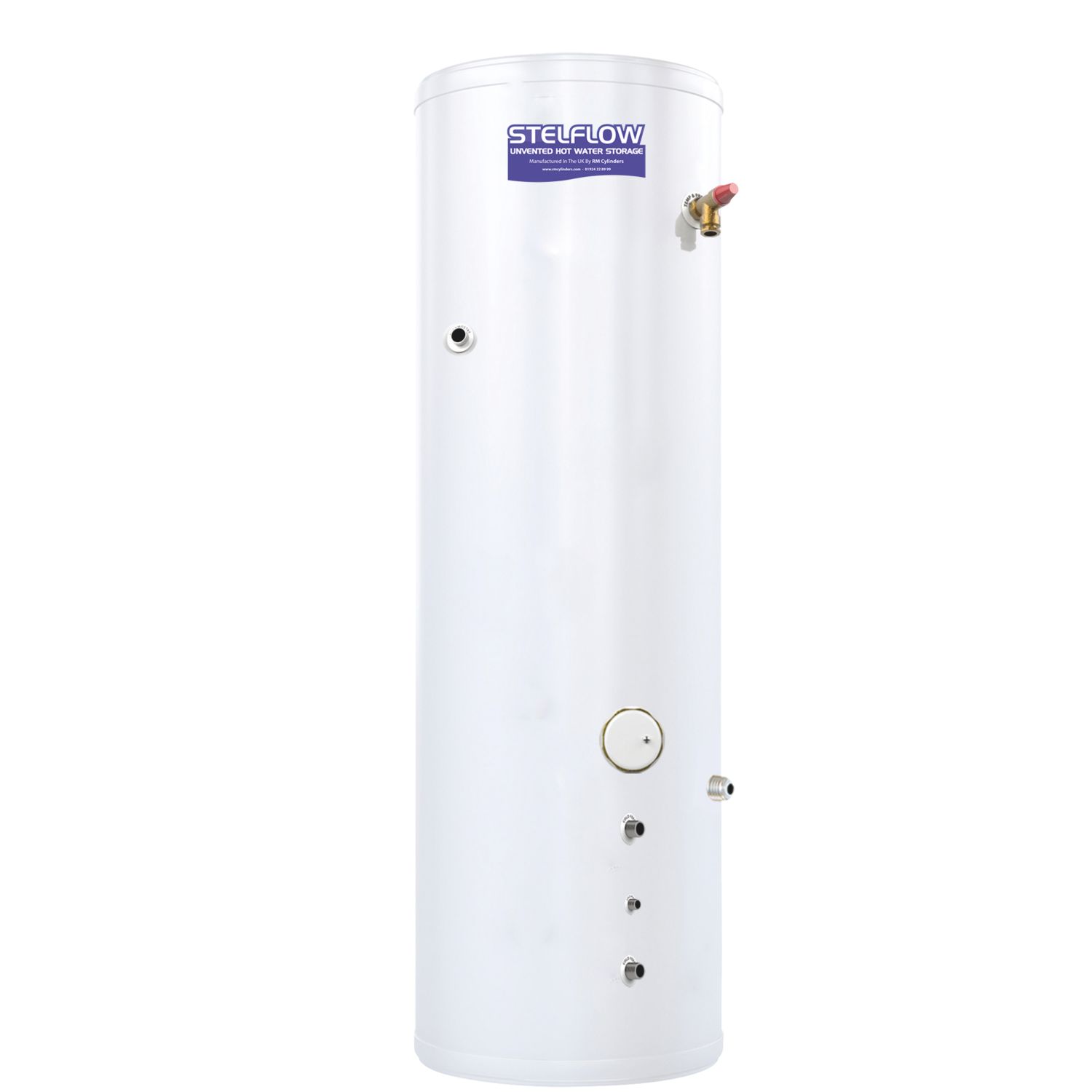 RM Cylinders Stelflow Indirect Unvented High Gain Hot Water Cylinder 300Ltr 3kW (580PG)
