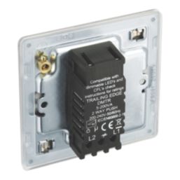 LAP  1-Gang 2-Way LED Dimmer Switch  Brushed Steel with Colour-Matched Inserts