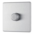 LAP  1-Gang 2-Way LED Dimmer Switch  Brushed Steel with Colour-Matched Inserts