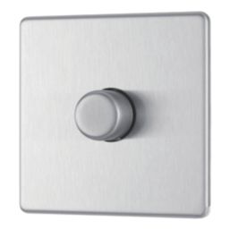 LAP  1-Gang 2-Way LED Dimmer Switch  Brushed Steel with Colour-Matched Inserts