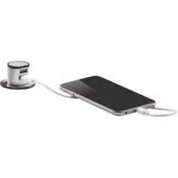 Knightsbridge  2.4A 12W 2-Outlet Type A Pop-Up USB Charger Brushed Chrome