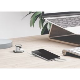 Knightsbridge  2.4A 12W 2-Outlet Type A Pop-Up USB Charger Brushed Chrome