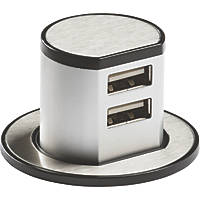 Knightsbridge SK0010 2.4A 2-Outlet Type A Pop-Up USB Charger Brushed Chrome