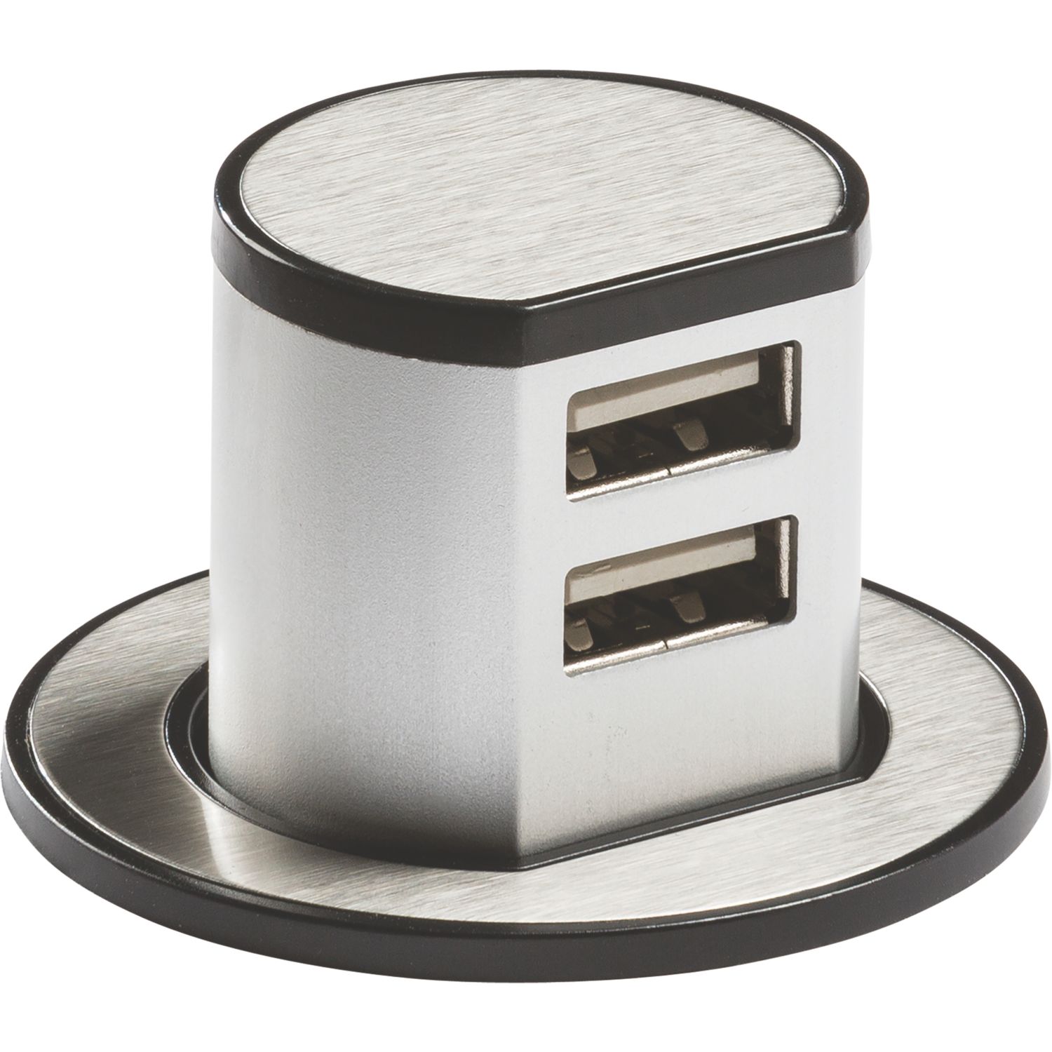 Knightsbridge 2.4A 12W 2-Outlet Type A Pop-Up USB Charger Brushed Chrome (580VF)