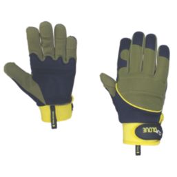 ClipGlove Shock Absorber   Synthetic Leather Gardening Gloves Navy / Khaki Large