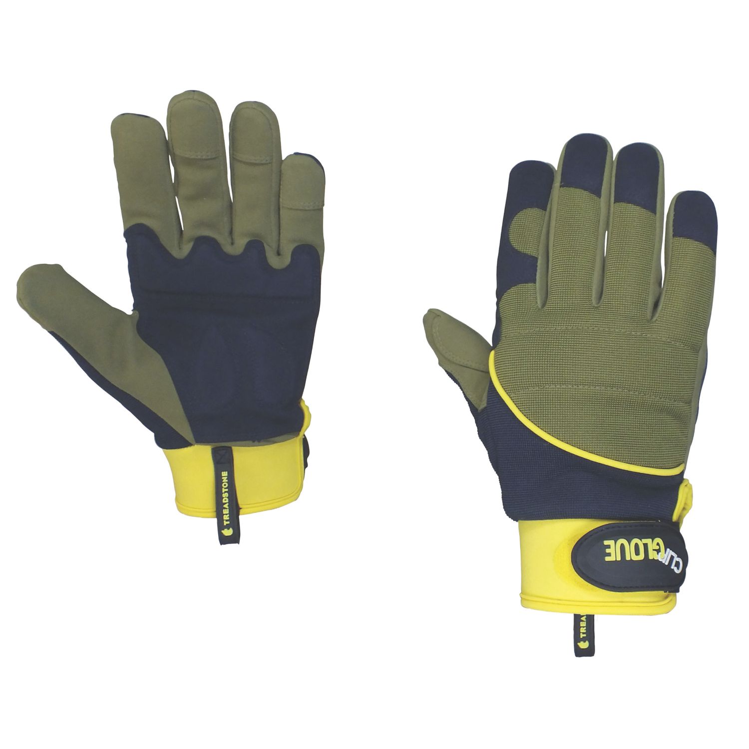 Clip Glove Synthetic Leather Gardening Gloves Navy / Khaki Large (580YE)