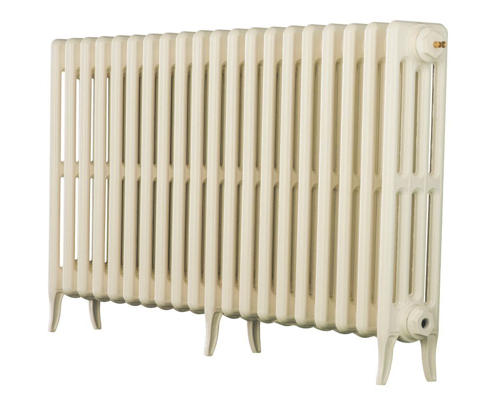 Arroll 660mm x 1114mm 4790BTU Cream Cast Iron 4 Column Radiator - Screwfix