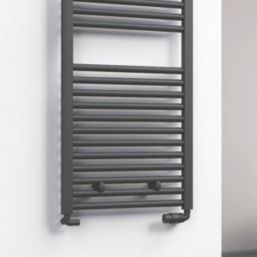 Reina Modal TRV 15mm x 15mm Anthracite Corner & L/S Designer Thermostatic Radiator Valve & Lockshield