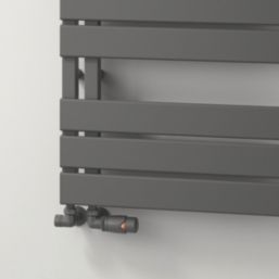 Reina Modal TRV 15mm x 15mm Anthracite Corner & L/S Designer Thermostatic Radiator Valve & Lockshield