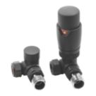 Reina Modal TRV 15mm x 15mm Anthracite Corner & L/S Designer Thermostatic Radiator Valve & Lockshield
