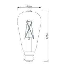 LAP  BC ST64 LED Virtual Filament Smart Light Bulb 5.9W 806lm
