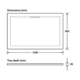 Mira Flight Level Rectangular Shower Tray Slate Grey 1400mm x 900mm x 25mm