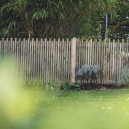 Forest  Picket Slatted Top Fence Panels Natural Timber 6' x 3' Pack of 5