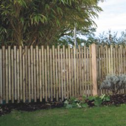 Forest  Picket Slatted Top Fence Panels Natural Timber 6' x 3' Pack of 5