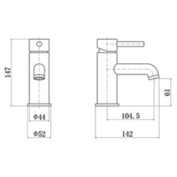 ETAL Bounce Brushed Brass 147mm Cloakroom Lever Mono Basin Mixer Tap