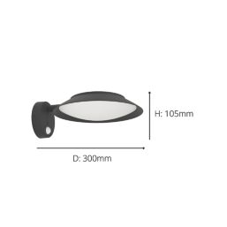 Eglo Cerrisi Outdoor LED Solar Wall Light With PIR Sensor Black 800lm