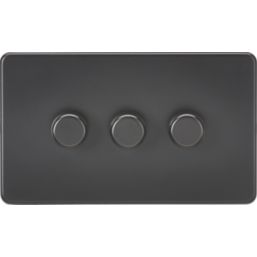 Knightsbridge  3-Gang 2-Way LED Intelligent Dimmer Switch  Matt Black