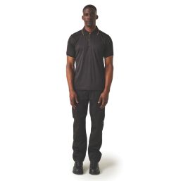 Regatta Navigate Short Sleeve Polo Shirt Black/Orange Pop 2X Large 47" Chest