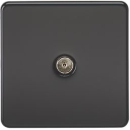 Knightsbridge  1-Gang Coaxial TV Socket Matt Black
