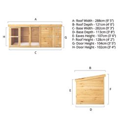 Mercia Berkshire 9' 6" x 3' 6" (Nominal) Pent Shiplap T&G Timber Dog Kennel