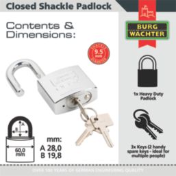 Burg-Wachter Delta     Solid Steel Padlock Silver 60mm